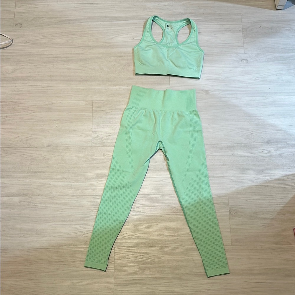 Mint Green Sports Bra and Leggings Set
